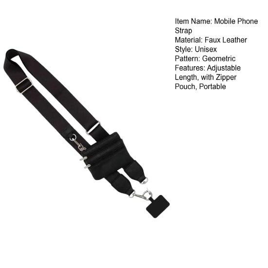 Ремешок для мобильного телефона с карманом на молнии, мини-держатель для карт, регулируемая длина, кроссбоди, подвешивание мобильного телефона