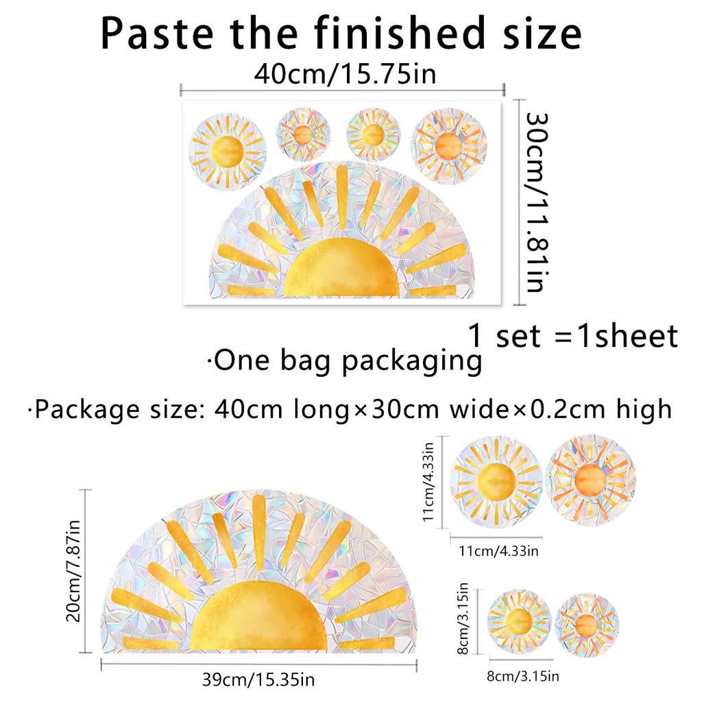 Rainbow Daisy Dandelion Lotus Mermaid Sunshine Colorful Double Sided Static Sticker Glass Window Sticker Xc