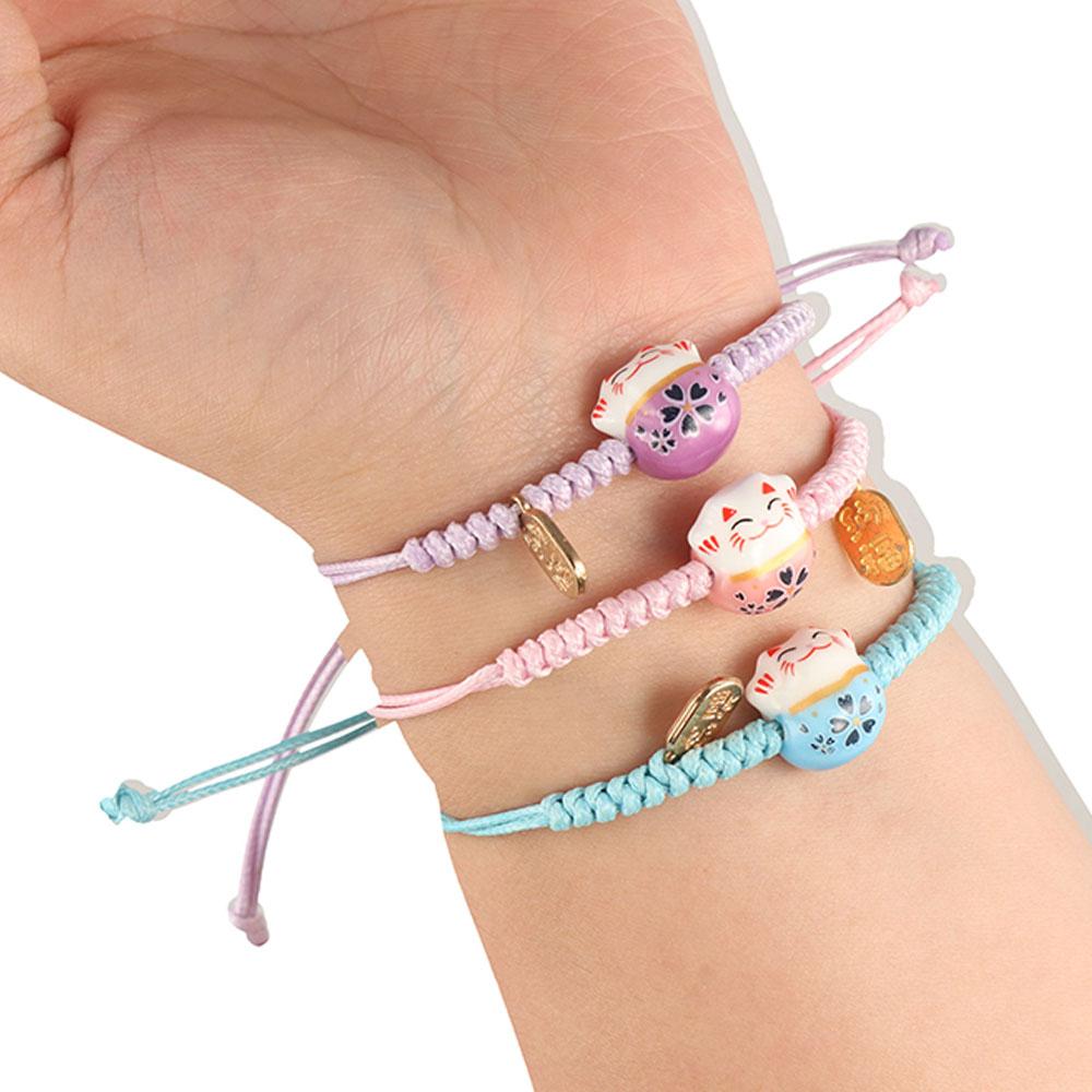 Браслет-веревочка ручной работы Манеки-неко Женский браслет на руку Креативное плетение красной веревочкой Мужской