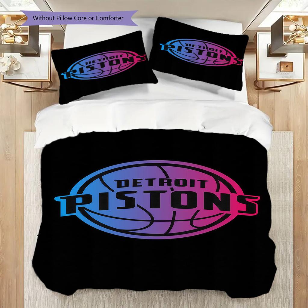 Detroit Pistons Basketball Team Logo Bedding(1 * duvet cover + 2 * pillowcase, without core) Soft and comfortable Bedding set Christmas birthday gift