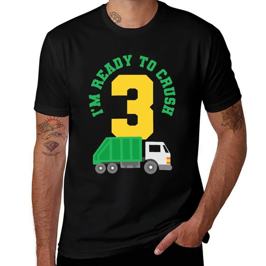 3rd Birthday Garbage Truck Three Years Old Tshirt Plus Size Nonshrink Tshirt