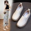 Top Layer Cowhide White Shoes for Pregnant Women, Soft Soled Mother's Shoes Versatile and Easy To Wear Women's Shoes