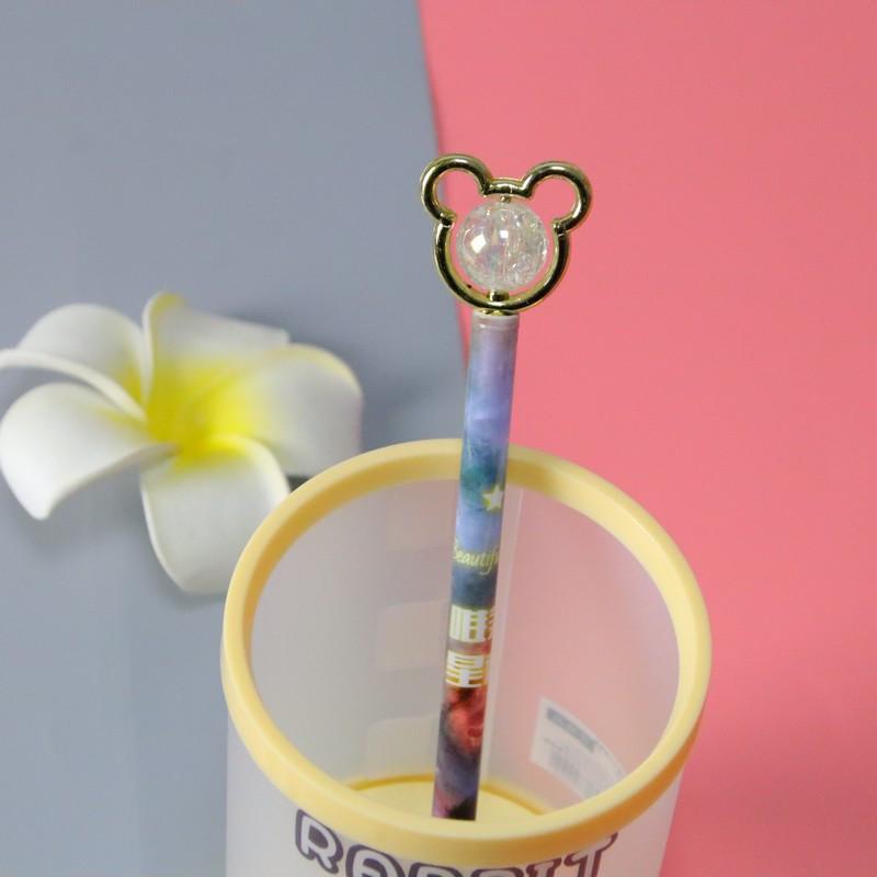 Возвращение в школу, 10 шт. 0,5 мм креативная гелевая ручка с кристаллом в виде медведя, красивая ручка с колпачком в виде звездной ночи, симпатичная канцелярская ручка на водной основе