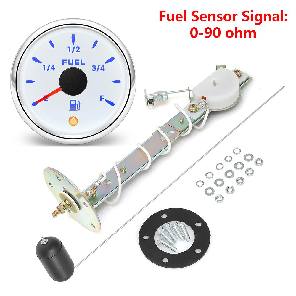 52mm Fuel Level Gauge 240~33ohm 0~90ohm Fuel Sensor For Marine Boat Car Truck 7 Color Backlight Fuel Float Oil Level Meter
