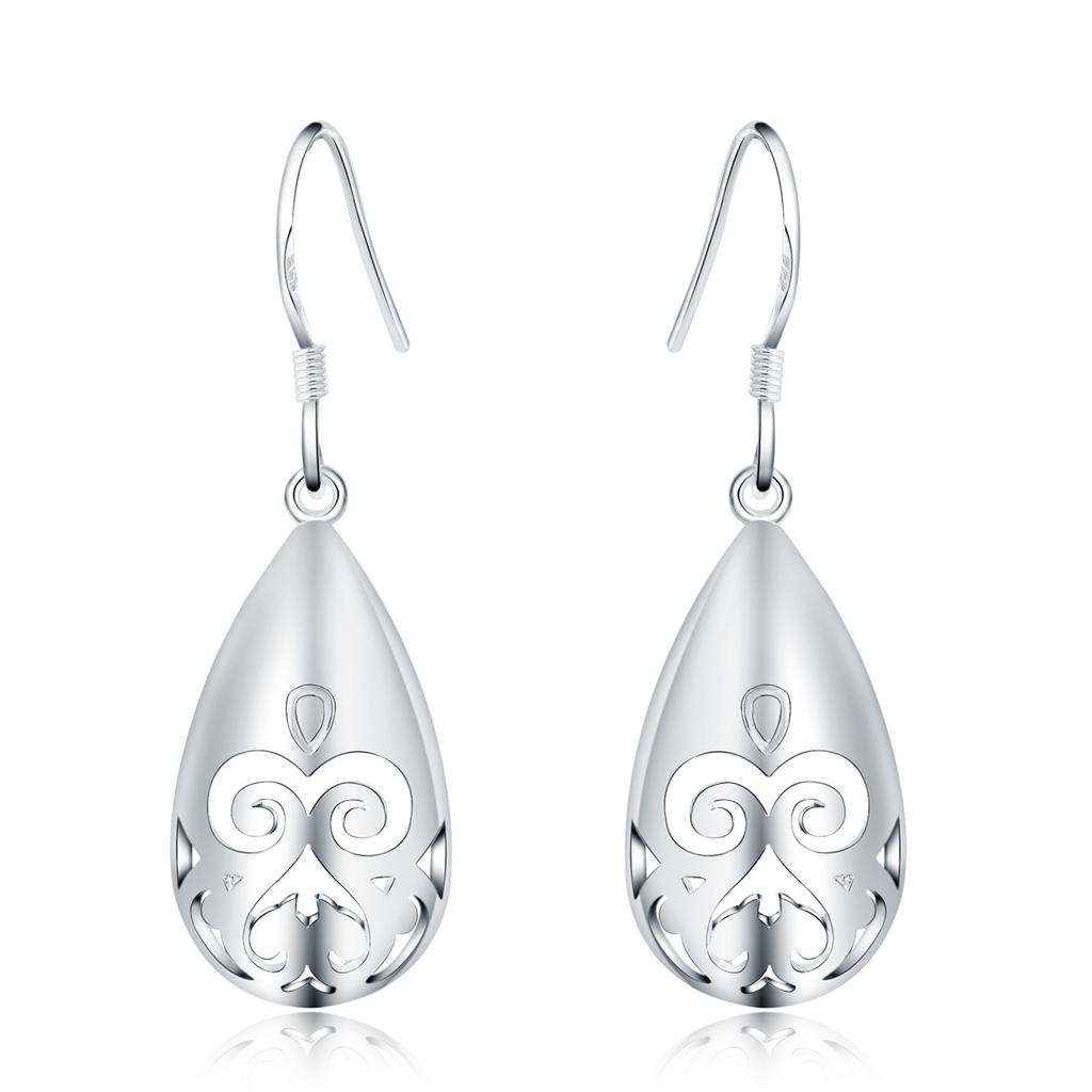 Серьги высшего качества из стерлингового серебра 925 пробы, элегантные женские украшения, универсальные резные капли воды, подарки на день матери