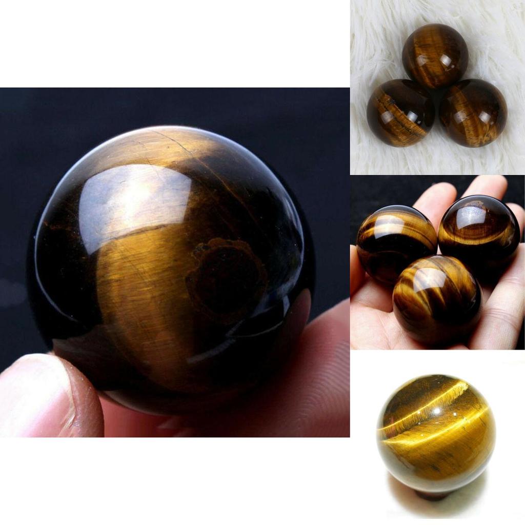 Premium Natural Tiger Eye Quartz Crystal Sphere 2040mm In Dark Yellow Color