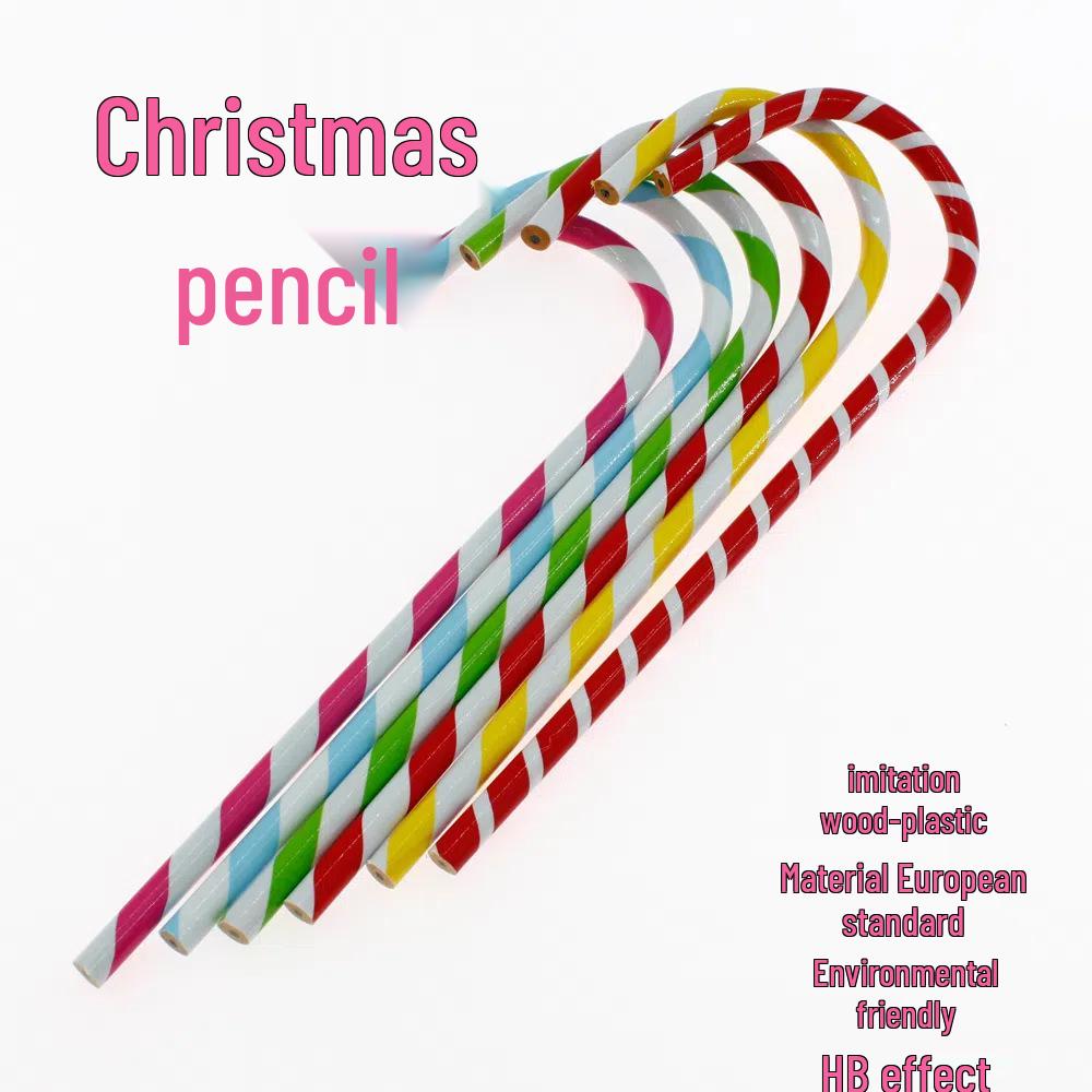 Экологичный европейский стандарт двухцветный цветной карандаш в форме леденца для Рождества