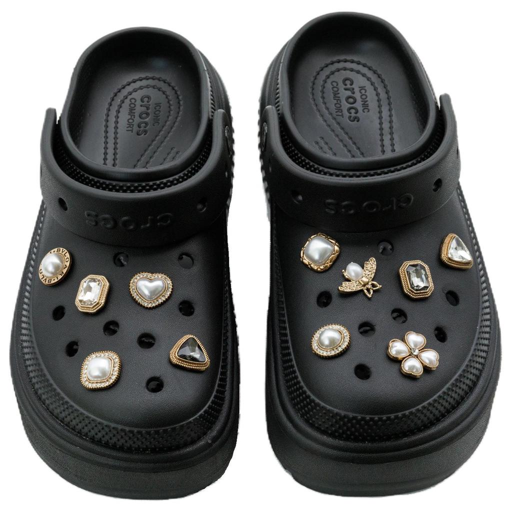 Crocs Stomp Brilliant Pearl EVA Simple Fashion Trend Casual Hole Shoes Unisex Black
