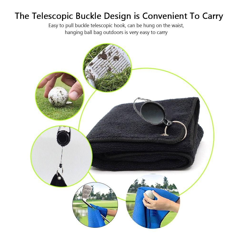 with Retractable Hook Golf Towel Microfiber Golf Cleaner Golf Cleaning Cloth Golf Supplies