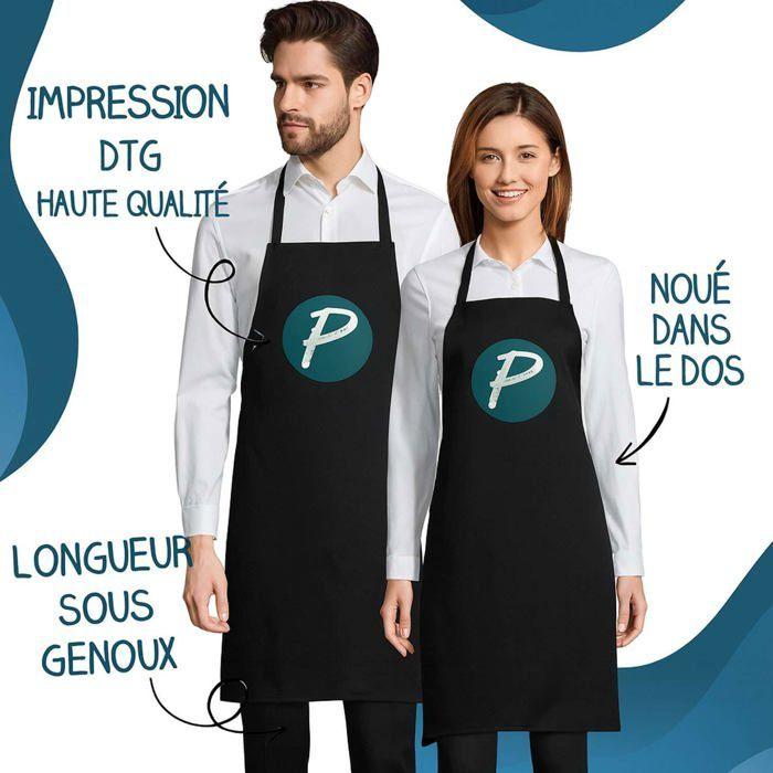 Tablier de cuisine - PLANETEE - Laurence Parfaite - Noir - Impression Bretonne - 90x60 cm