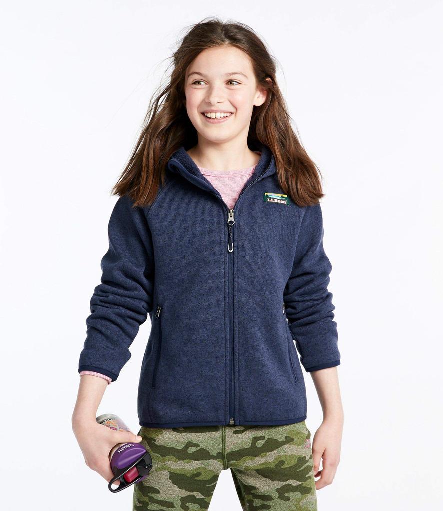 Флисовая толстовка с капюшоном большого размера ярко-темно-синяя 0TRY323006 Детский свитер L.L.Bean, Детский, L, Синий,