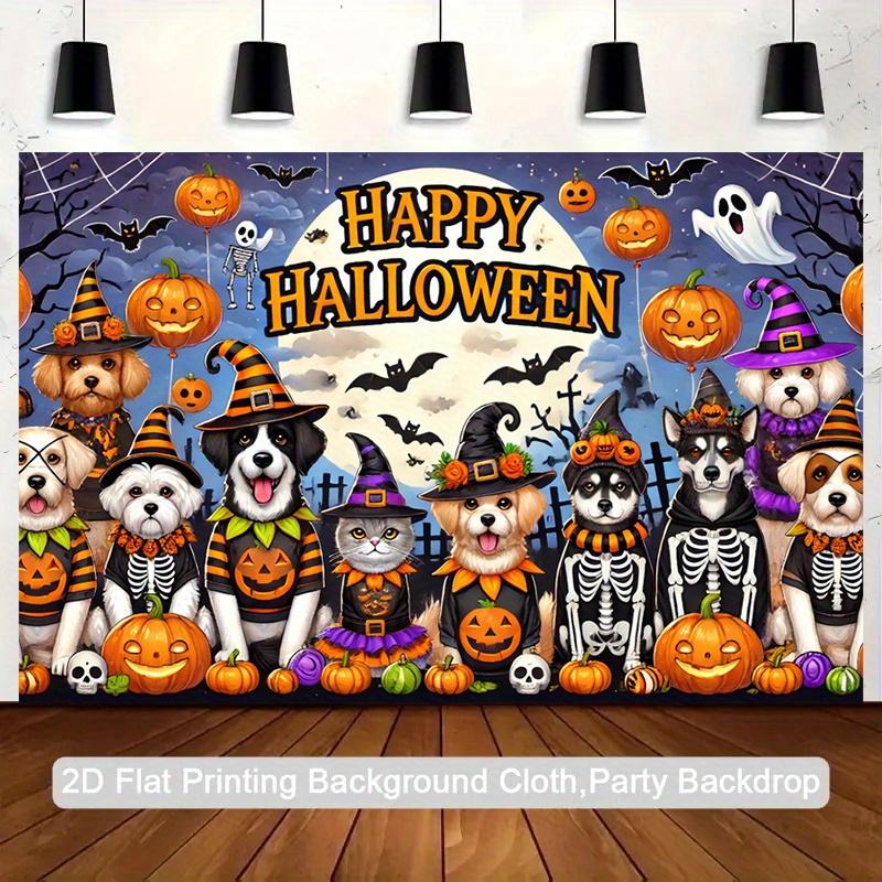 1 piece of 2D flat decorative painting Halloween pet theme 2D photography background banner.PMJ
