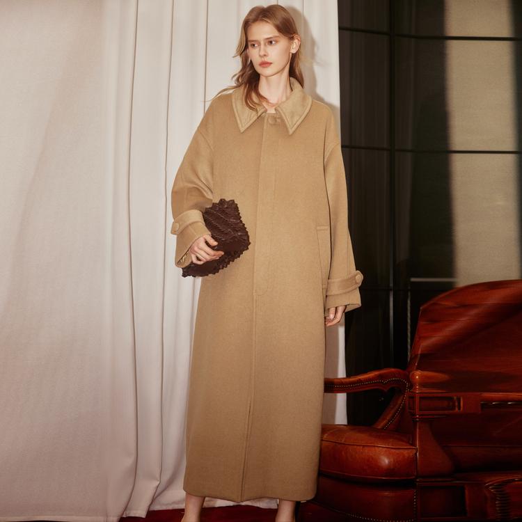 Elle X Xu Zhi Collaboration Lapel Elegant Minimalist Coat Women coats Khaki EF50739