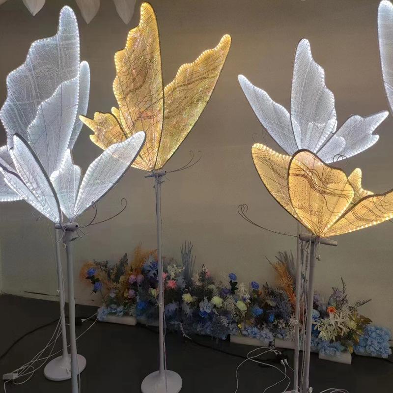 2pcs 60cm Led Butterfly Lights Wedding Background Decorative Props Luminous Butterfly Road Guide Lighting Butterfly for Party