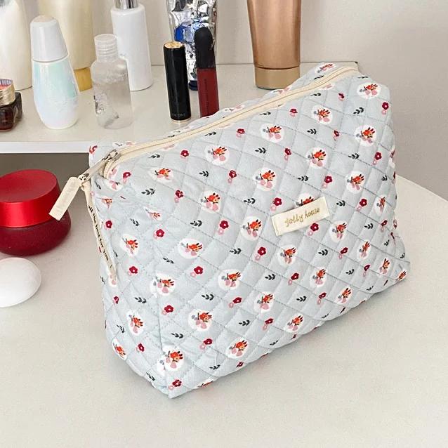 Большой вместительный качественный клатч из мягкого хлопка, женский косметический органайзер на молнии, милая косметичка, большая косметичка, портативная сумка