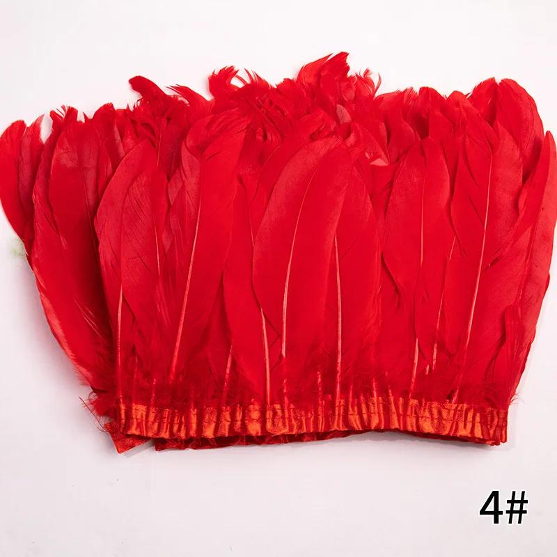 2M/Lot Real Geese Feather Fringe Ribbons Goose Feathers Trim Dyed for Dress Skirt Cloth Belt Decorative Clothing