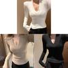 Polyester Long Sleeve V Neck T Shirt For Office Wear And Casual Fashion