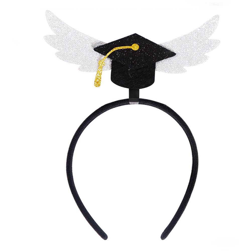 Celebrate Graduation Cap Headband Non-slip Colorful Bachelor Cap Hair Hoop Personality Shiny Doctoral Hat Headdress