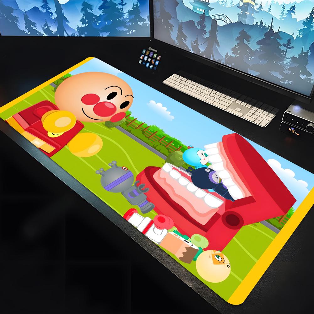 Игровой коврик для мыши с персонажем мультфильма Анпанман, большой коврик для стола под клавиатуру и мышь, нескользящая резиновая основа, игровой коврик для мыши, ковер для ноутбука 1200x600