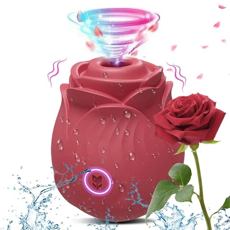 Rose-Sucking Sex Toys Dildo Vibrator for Women 3in1 Thrusting G Spot Anal Vibrators Stimulator Female Vibrating Egg Adult Toys