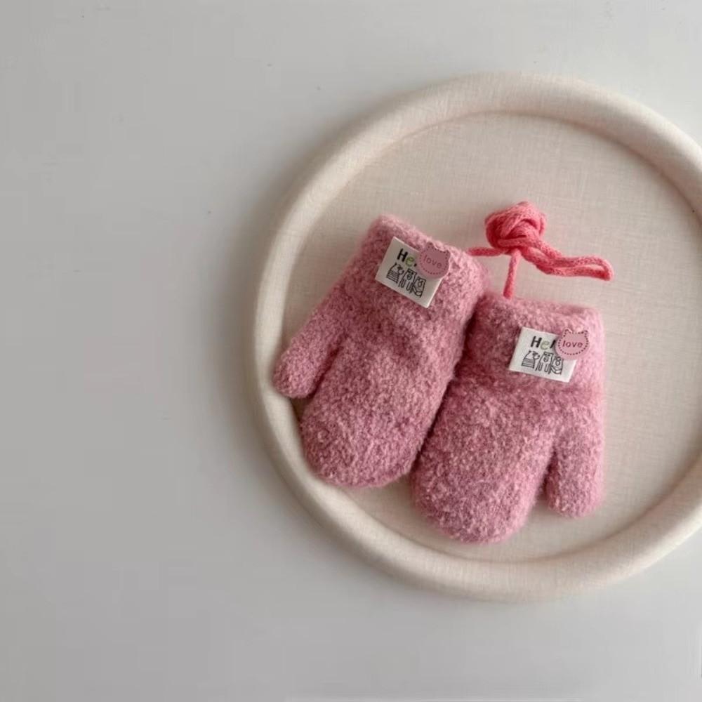Candy Color Warm Snow Gloves Thick Plush Cold Resistant Gloves Baby Plush Gloves Baby Boys Girls