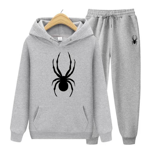 Весенне-осенний мужской костюм брендовая мода паук толстовка + брюки повседневный бег трусцой спортивная одежда 2 комплекта