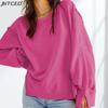 Autumn and Winter Women's Oversized Round Neck Sweatshirt with Side Slit Long Sleeve Hoodie Woman