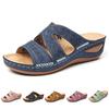 Summer Women Wedges Sandals Premium Orthopedic Open Toe Sandals Vintage Anti-slip Leather Casual Female Platform Retro Slippers