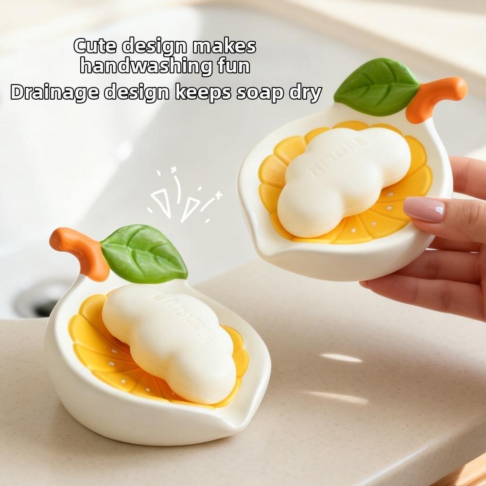 Non-Slip Lemon Soap Dish Stable Dry Soap Storage Rack Creative Drainage Soap Dish Kitchen