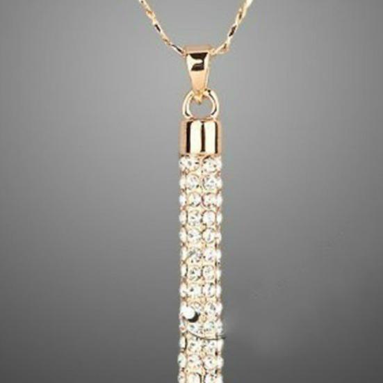 1 комплект женщин ожерелье серьги цилиндрический стержень стразы блестящий комплект ювелирных изделий для банкета