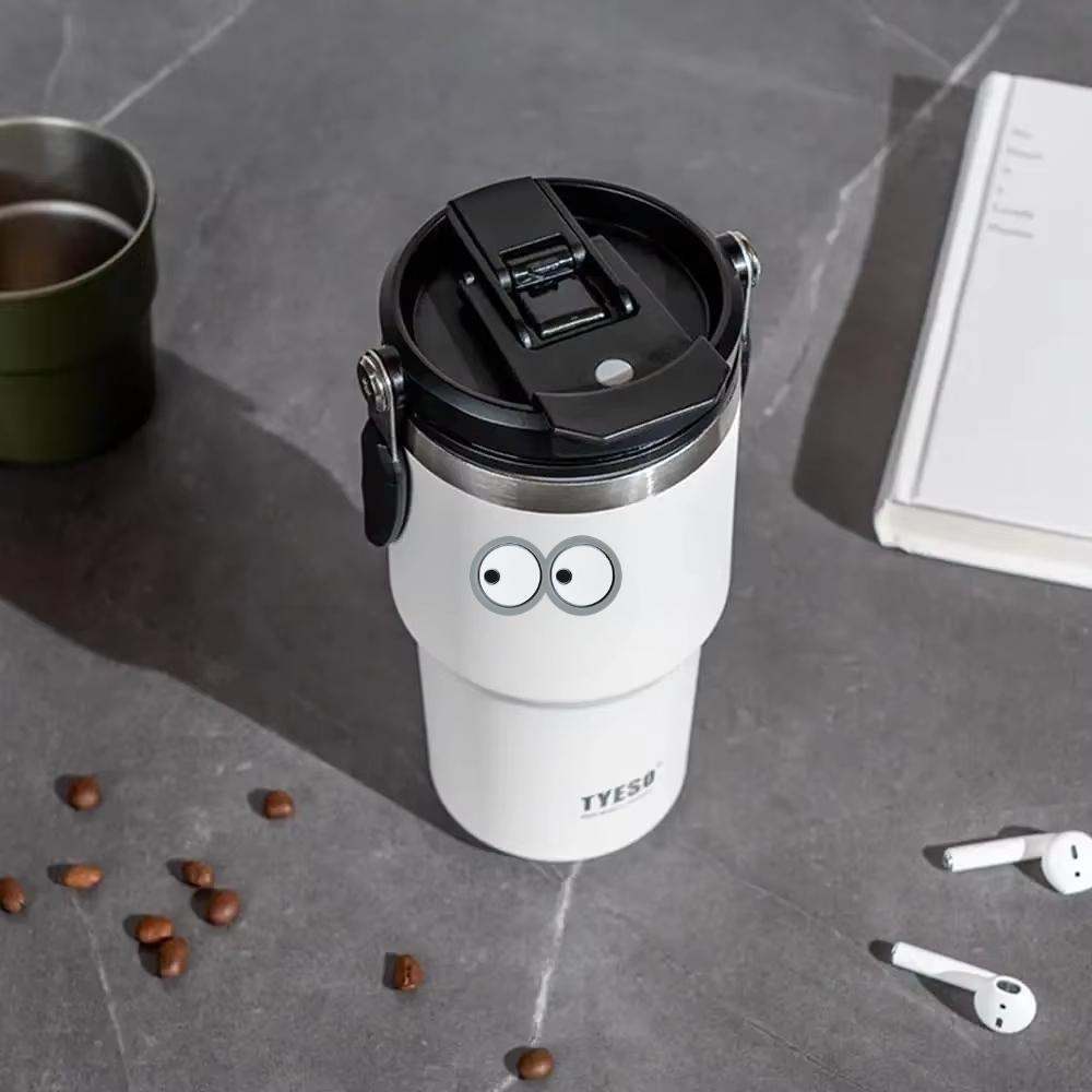 Tyeso 1050ML Big Capacity Travel Mug Vacuum Cup Stainless Steel Coffee Cup Cold Hot Double-layer Insulated Cup Tumbler with Eye Sticker