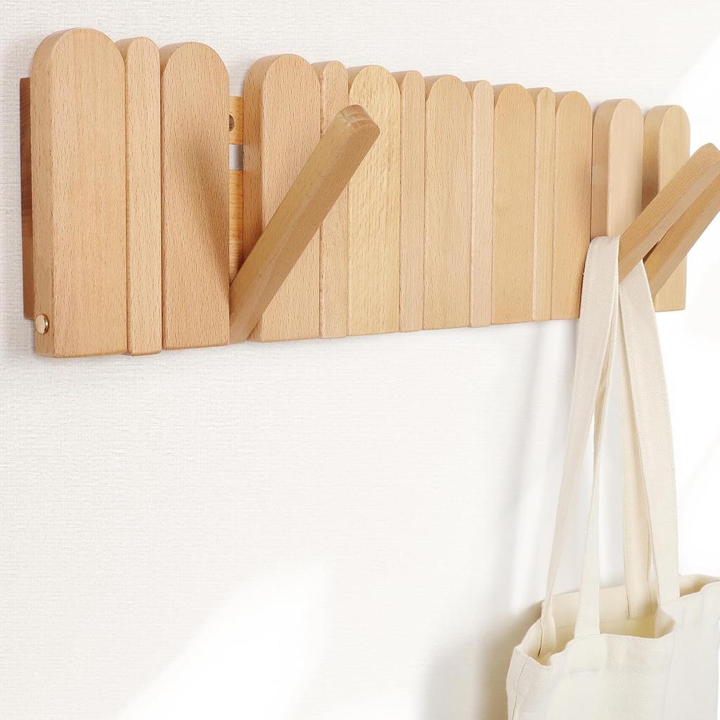 Wall Coat Rack for Entryway,Wooden Modern Heavy Duty Retractable Wall Mounted for Hallway Bathroom Bedroom for Hanging Jacket Towel Backpack Bag