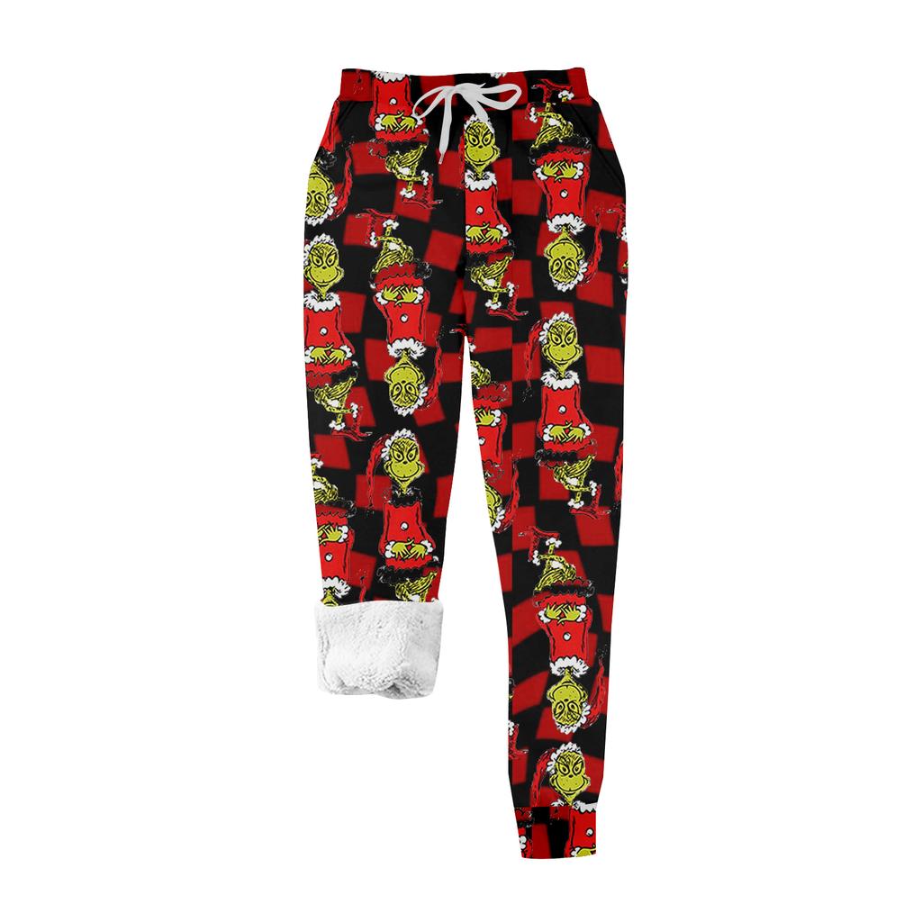 Women's Casual Fashion Home Print Velvet Sweatpants