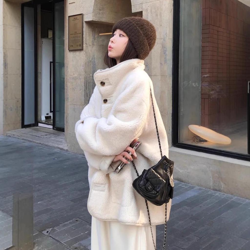 New Reversible Wool Blend Lambswool Suede Jacket with Stand Collar