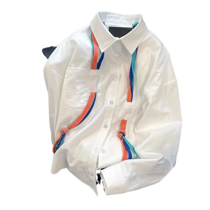 Fashion Blouses Long Loose Woman Sleeve Casual Elegance Tide Shirts Chic Elegance Tide Classic Tassel Korean Blouse Tops 2023 Womens Clothing