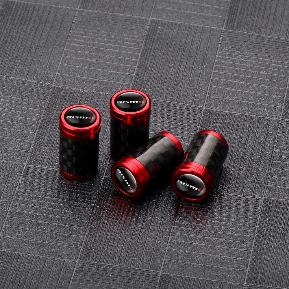 CHUQAZ1 4pcs Car Style Wheel Tire Carbon Fiber Metal Valve Cover Tire Dust Cover For Nissan Nismo X-Trail Qashqai Micra Patrol Maxima