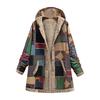 (SU)Womens Winter Warm Outwear Print Hooded With Pockets Vintage Coats Cardigan