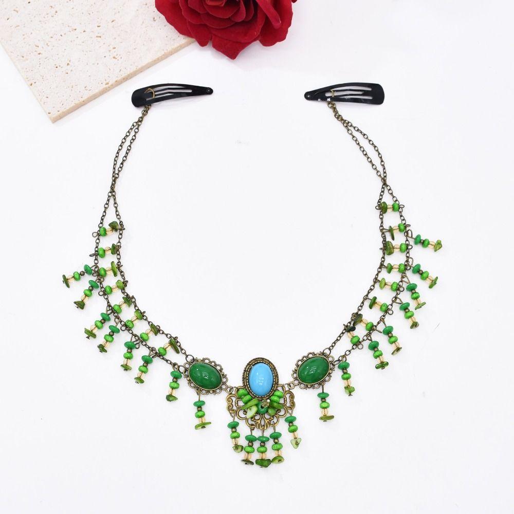 Винтажные повязки на голову, женская цепочка на голову, цепочка на лоб, головные уборы Ханфу, подарки для девочек