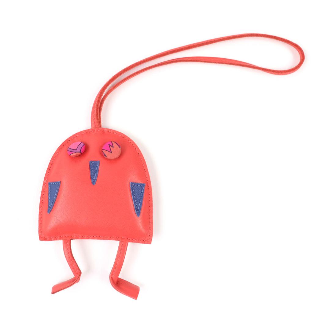Excellent HERMES Bag charm Owl Red series leather Women Used