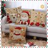 1 PC Christmas Plush Pillow Cover Set - Santa Print Khaki Cushion Case for Sofa Festive Home Decor