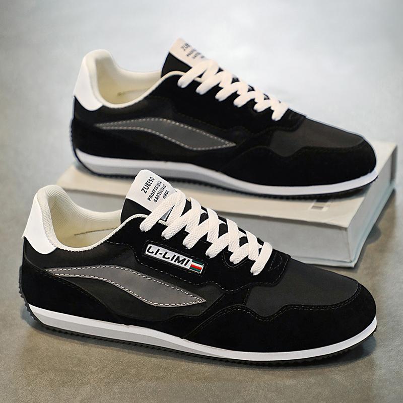 Leather Sports Shoes Men'S Casual Breathable Knot Shoes Vintage Sneakers Men'S Flat Shoes Comfortable All Season Shoes