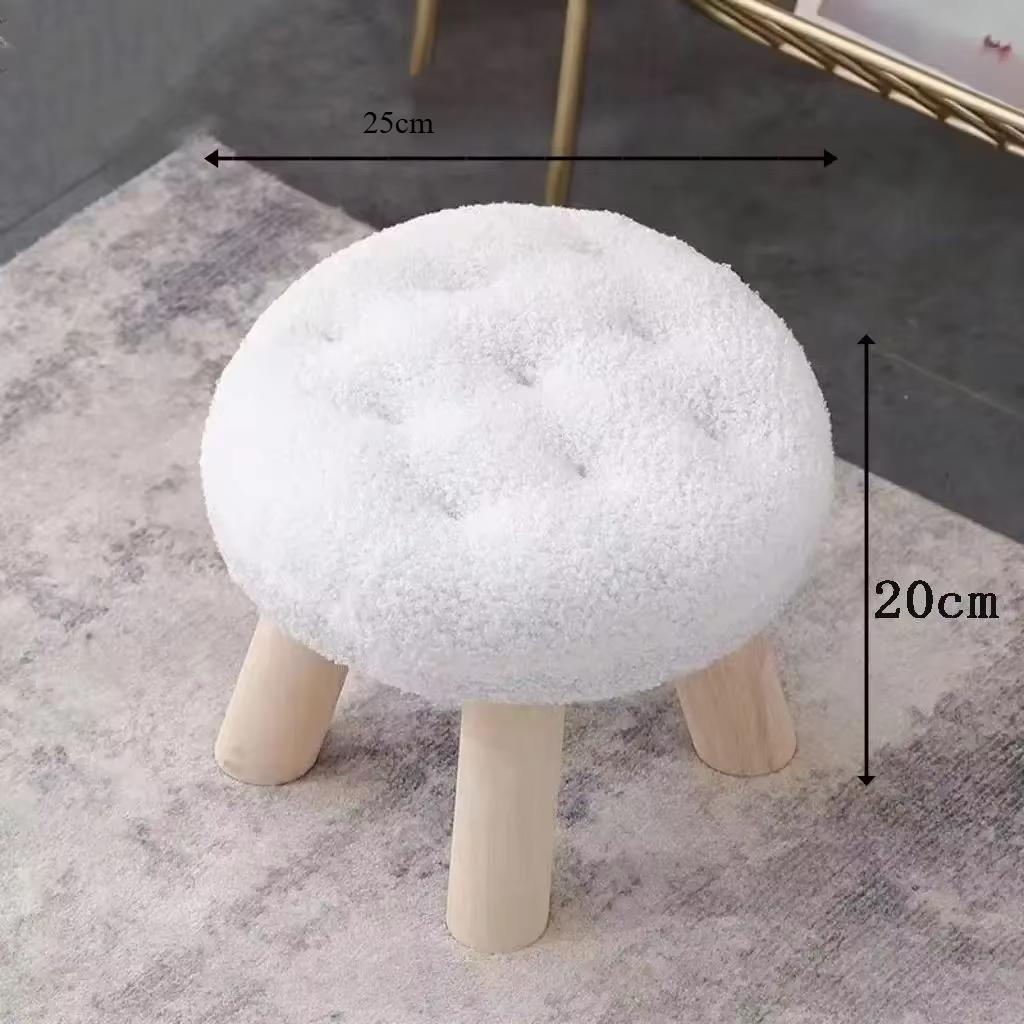 Cookie Small Stool Soft Seat Chair Girlish Heart Bedroom Solid Wood Bench Lliving Room Kids Shoe Changing Stool Home Furniture