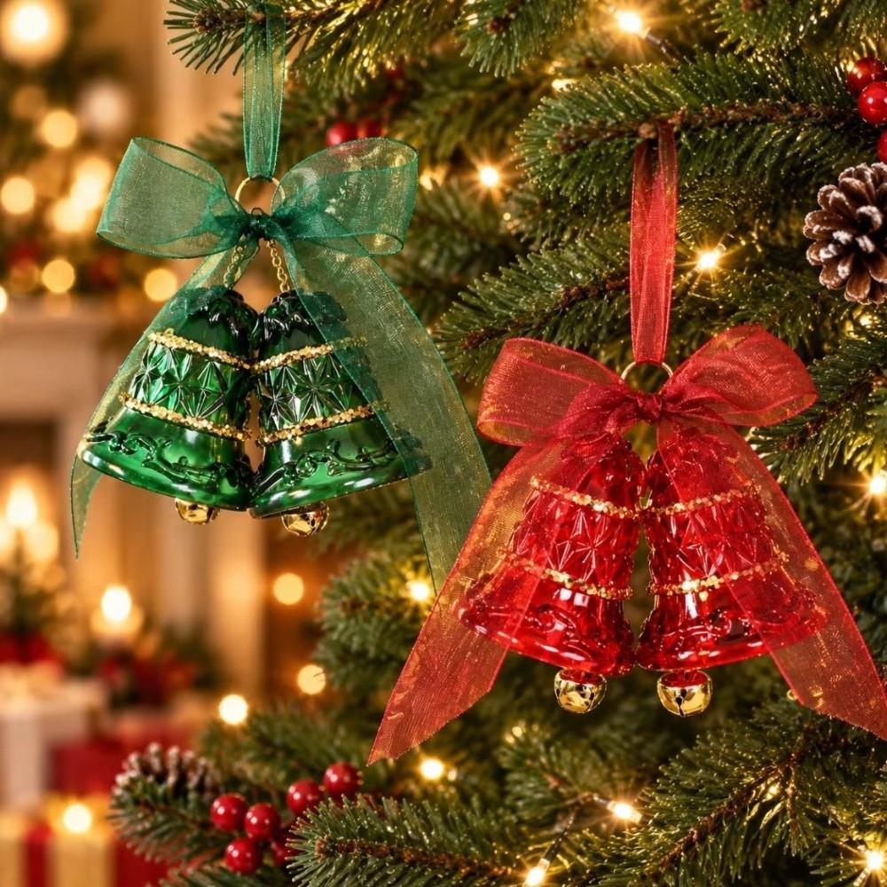 Translucent Christmas Tree Bell Ornament Exquisite Xmas Finial Bell Pendants Window Display