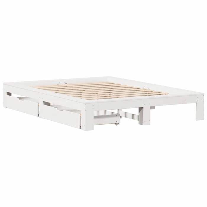 VidaXL Cadre de lit sans matelas blanc 140x200 cm bois de pin massif, sommier, cadre de lit double, cadre de lit en bois 3309000