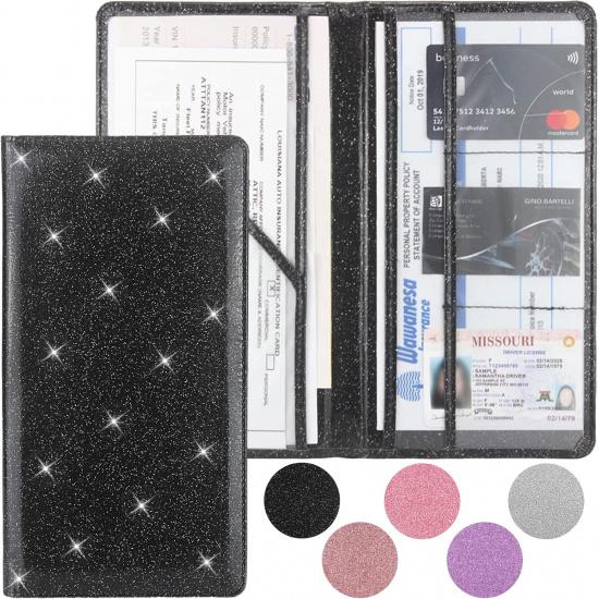 Car Registration And Urance Holder, Premium Leather Urance And Registration Holder,Vehicle Glove Box Car Organizer, With Magnetic Shut For Cards,