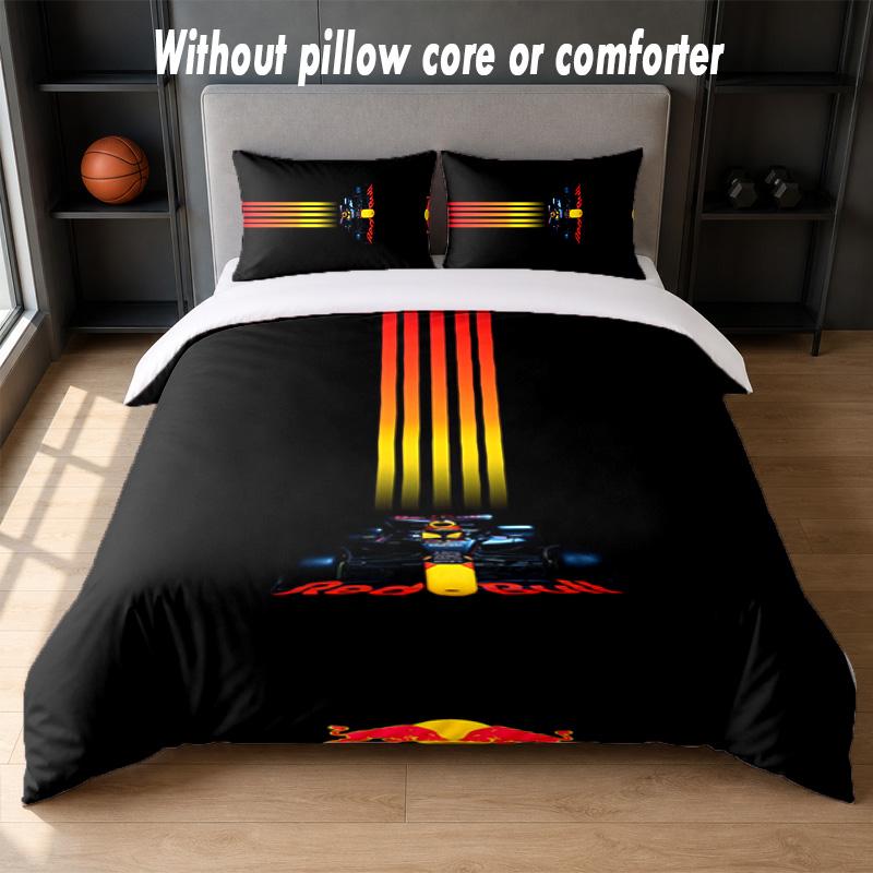 Red Bull Racing Design Bed Bedding Set 1 Duvet Cover + 2 Pillowcases Soft Breathable Household Bed Linens