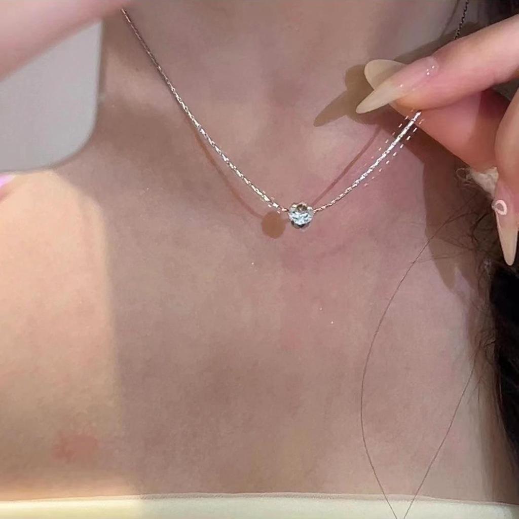 Zircon Pendant Necklace - Light Luxury Snake Chain for Women, 2025 Trendy Clavicle Design
