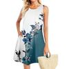 Summer Dresses For Women Beach Boho Sleeveless Vintage Printing Flowy Pocket Tshirt Tank Sundresses