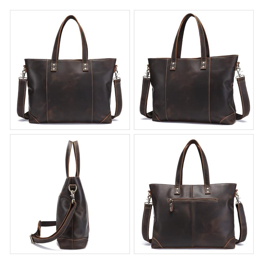 Мужская сумка-тоут URBANWAYS из натуральной кожи, вертикальная сумка на плечо 2-в-1, подходит для ноутбуков 14 дюймов, большая вместимость, сумка через плечо, деловая сумка,