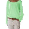 Sleeve Solid ColorT-shirt Top Casual Lady Knitted O-Neck